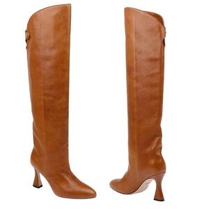DEE OCLEPPO Ojai Knee High Boot‎ In Cognac Leather Tan Knee-High Women's Boots